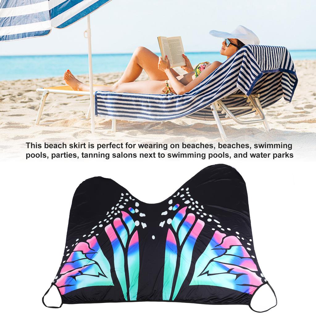 Beach Swimwear Cover Up Butterfly Pattern Comfortable Breathable Stylish Bikini Cover Up Blue