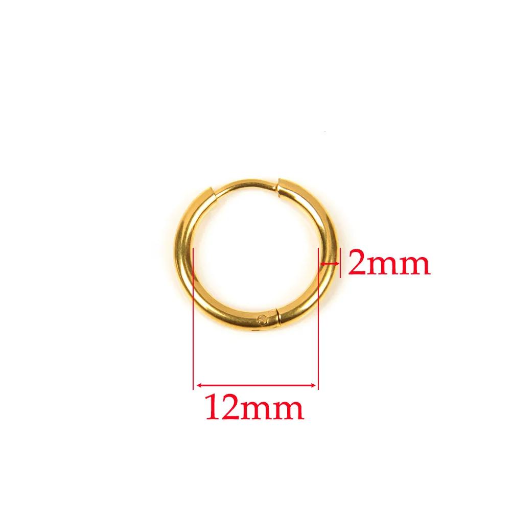 10 Stück 316L Edelstahl Creolen Ohrringe Damen Herren Punk Hiphop Kreisförmige Ohrstecker Ring Schmuck Goldfarbe Zubehör Großhandel