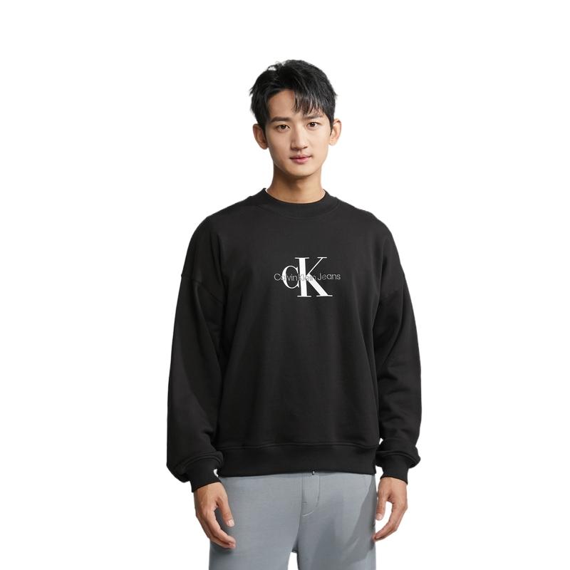 Calvin Klein Logo Print Casual Loose Sweatshirt Men Tops Black J323609-BEH