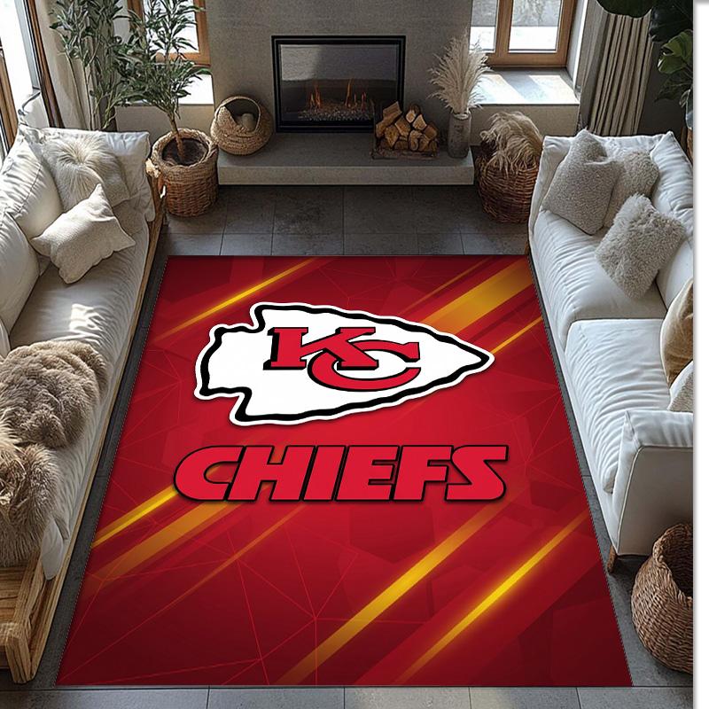 Tappeto in Velluto di Cristallo Kansas City Chiefs Morbido Anti?Tappetino Antiscivolo Comodo per Casa Soggiorno Camera da Letto Tappeto Decorativo