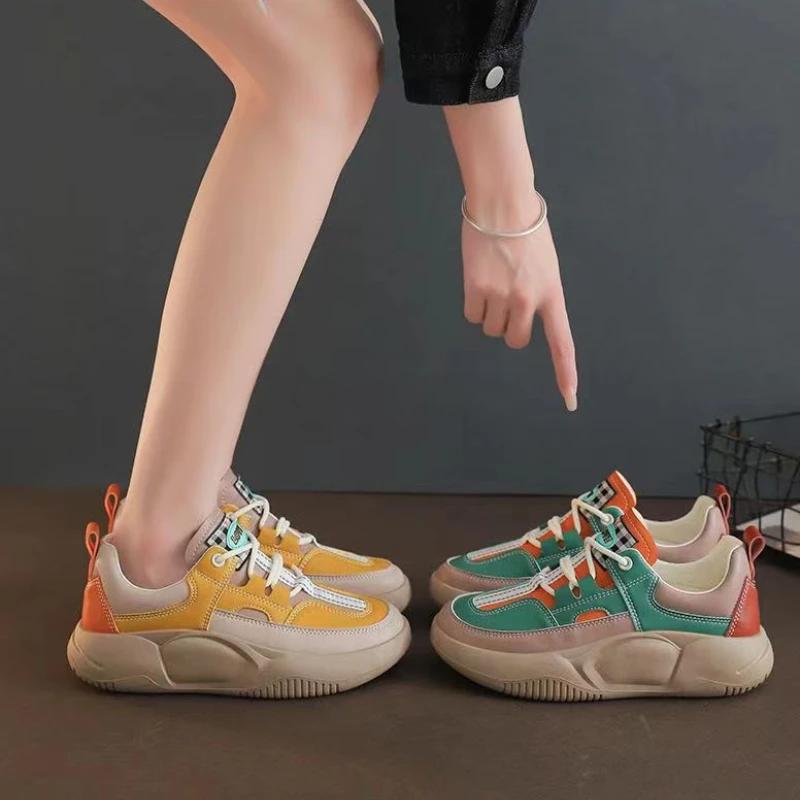 Fashion Spring 2024 New Leather Women's Shoes Fashion Trend Women's Thick Bottom Strap Casual Shoes Large Women's Single Shoes