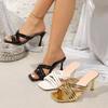Women High Heel Slippers  Summer Out Open Toe Square Heel Shoes Elegant Sexy Large Size 43 Sandals for Women