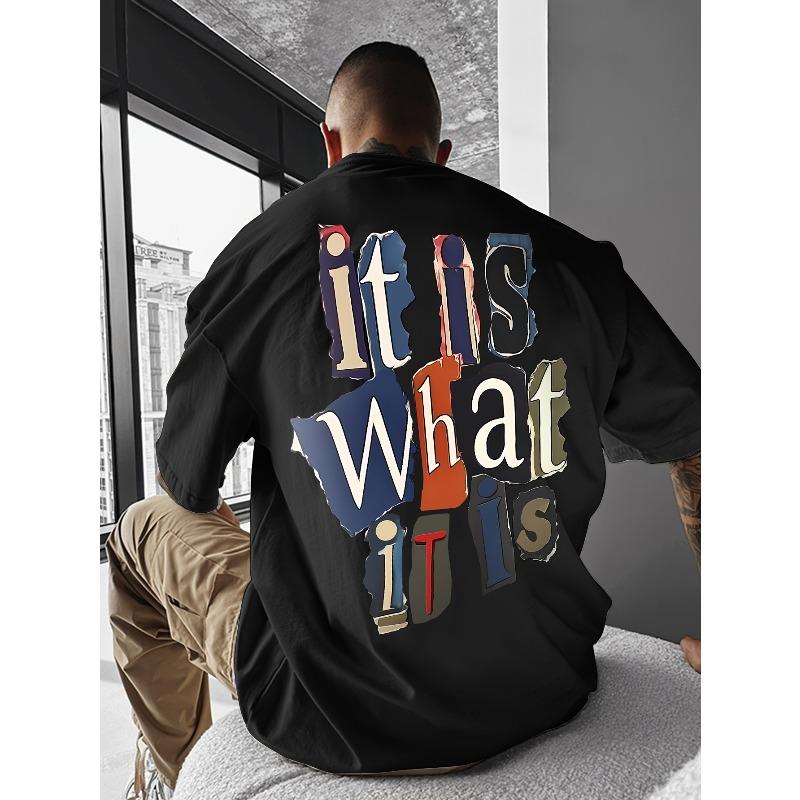 

What a Fun Letter Print Design for Men S Summer Short-Sleeve T-Shirts 4XL чорний