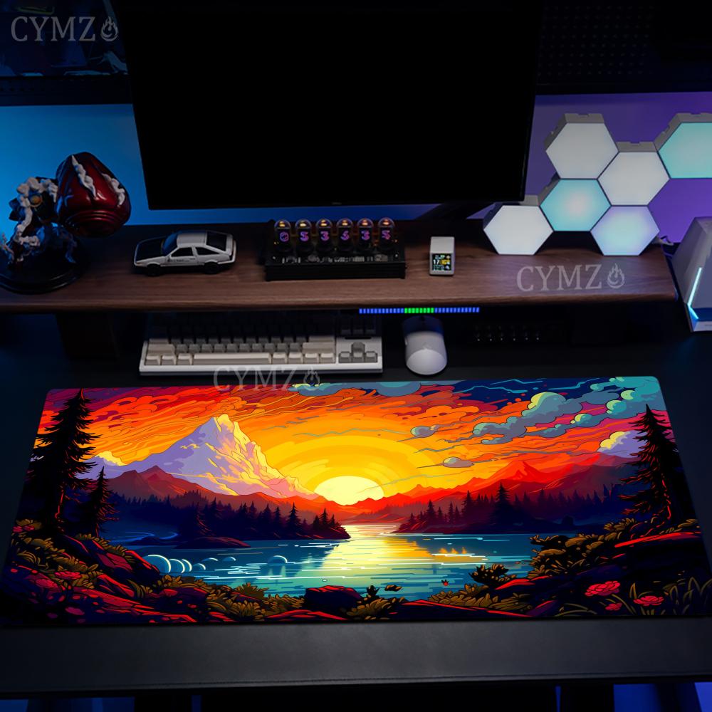 Gorgeous Neon Scenery Mouse Pad Desk Mat Large Computer Office Carpet Xxl Mousepad Gamer Gaming Pc Accessories Keyboard Rug