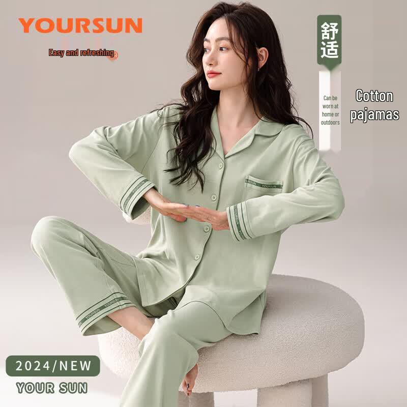 Yiershuang Women s 100% Cotton Long Sleeve Pajama Set L