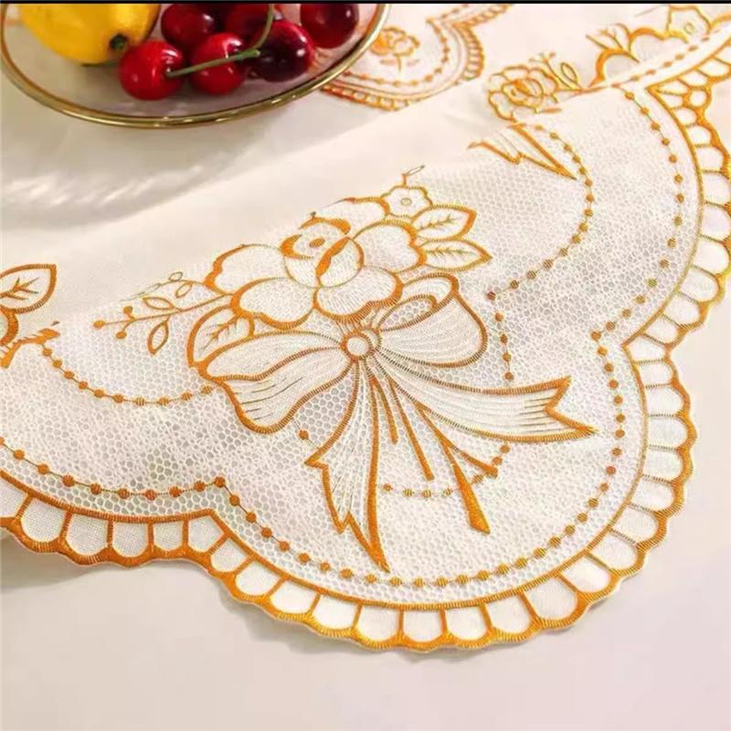 90*140cm Waterproof Oilproof Heat-resistant Wash-free Gold Foil TableclothTable Cover for Kitchen Living Room Decor