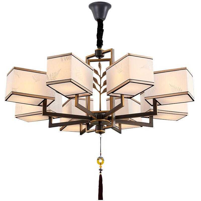 Modern Chinese Zen Square Chandelier for Living Room, Bedroom, or Tea Room