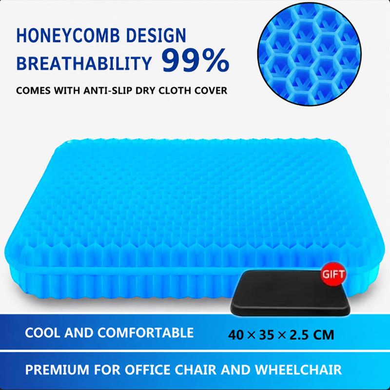 Gel Seat Cushion for Long Sitting Extra Thick Gel Cushion for Wheelchair Soft Chair Pads Cushions Tailbone Pain Relief Cushion