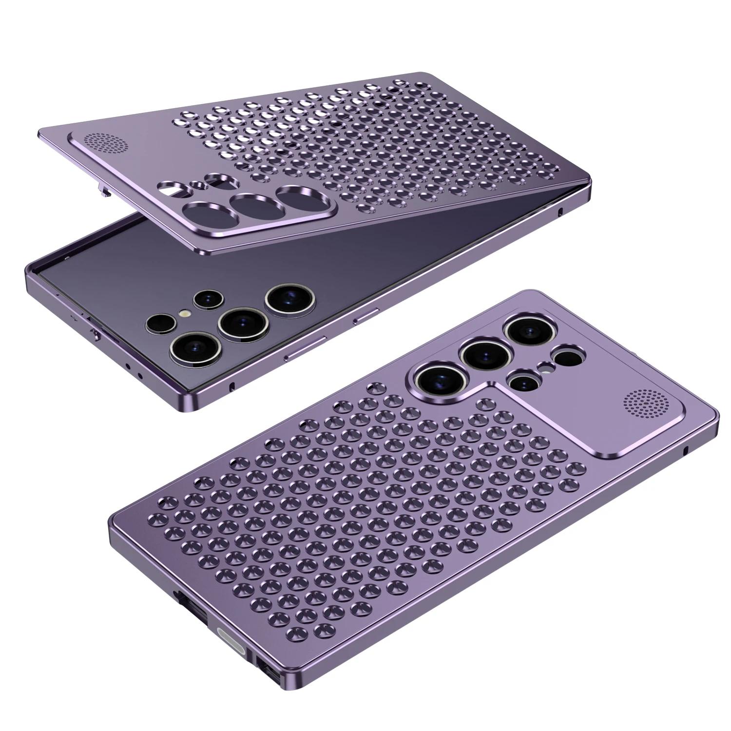 

S24 Ultra Cooling Aromatherapy мужской бронированный алюминиевый металлический чехол для Samsung Galaxy S24 plus S23 Ultra Cover Теплоотвод For Galaxy S24 фиолетовый