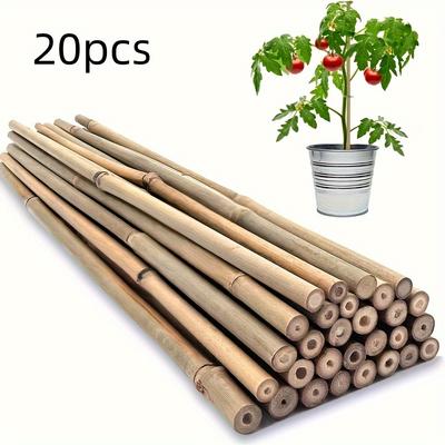 20 Stück Pflanzenstäbe, natürliche Garten-Bambusstäbe für Pflanzen im Innen- und Außenbereich, Pflanzenstützstäbe für Tomaten, Bohnen, Topfpflanzen