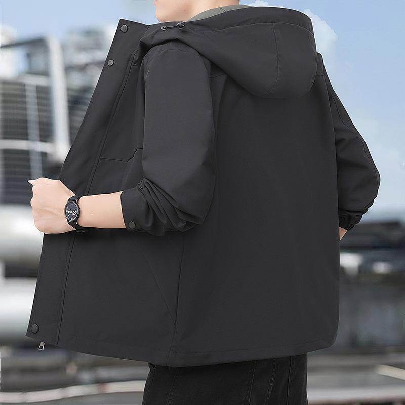 Kabát Pánský jarní a podzimní trend bunda s kapucí volný ležérní univerzální top