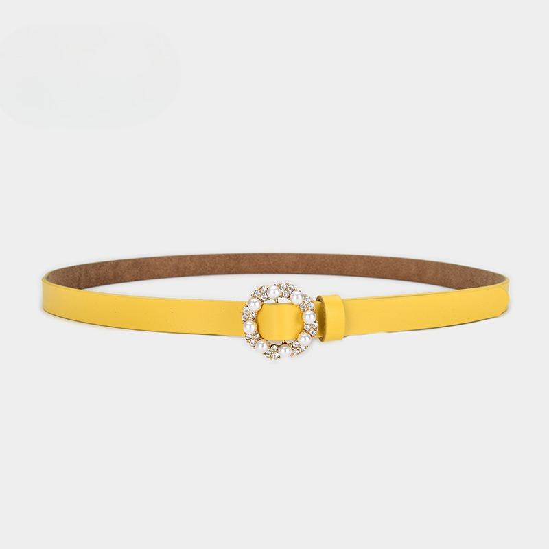 Round Pearl Belt Women's Decoration Versatile Women's Cowhide Leather Genuine Leather Belt Dress Jacket Women's Trouser Belt