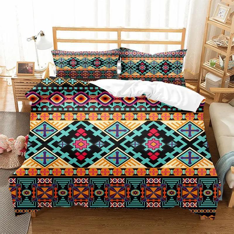 Microfiber Duvet Set King Size Print Bohemian Mandala Comforter Bedding Set Luxury 220x240 Jacquard Duvet Covers For Double Bed