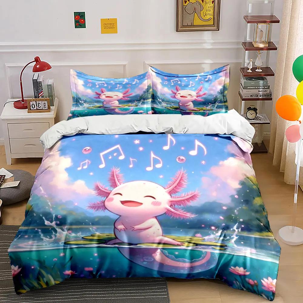 "Cartoon Axolotl Decor Set" Soft Comfortable Duvet Cover Bedding Set Included 1*Duvet Cover & 2*Pillowcases Gift