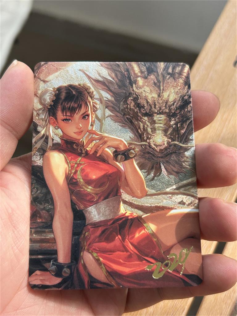 3Pcs/set Street Fighter Chun-Li Diy Self Control Collect Signature Trading Flash Card Anime Cartoon Original Series Gift