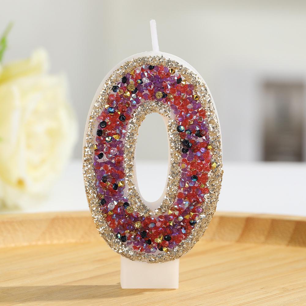 Champagne Glittering Seven-Color Luxury Number Candles for Birthdays