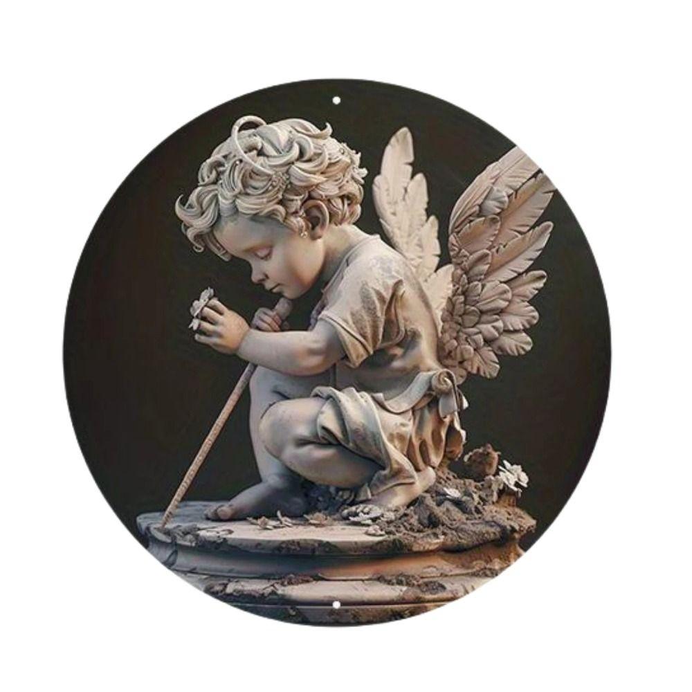 

Girl in Yellow Dress on Grass Round Metal Tin Sign Art Decor 20x20cm