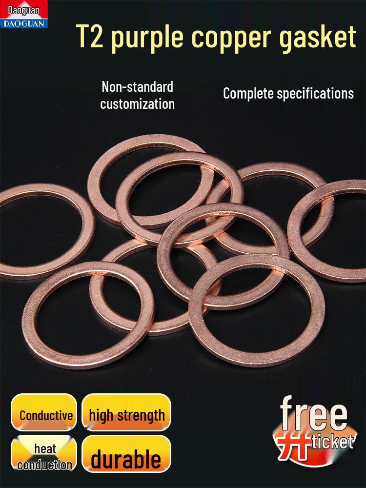 2mm Pure Red Copper Sealing Ring Marine Instrument Flat Washer