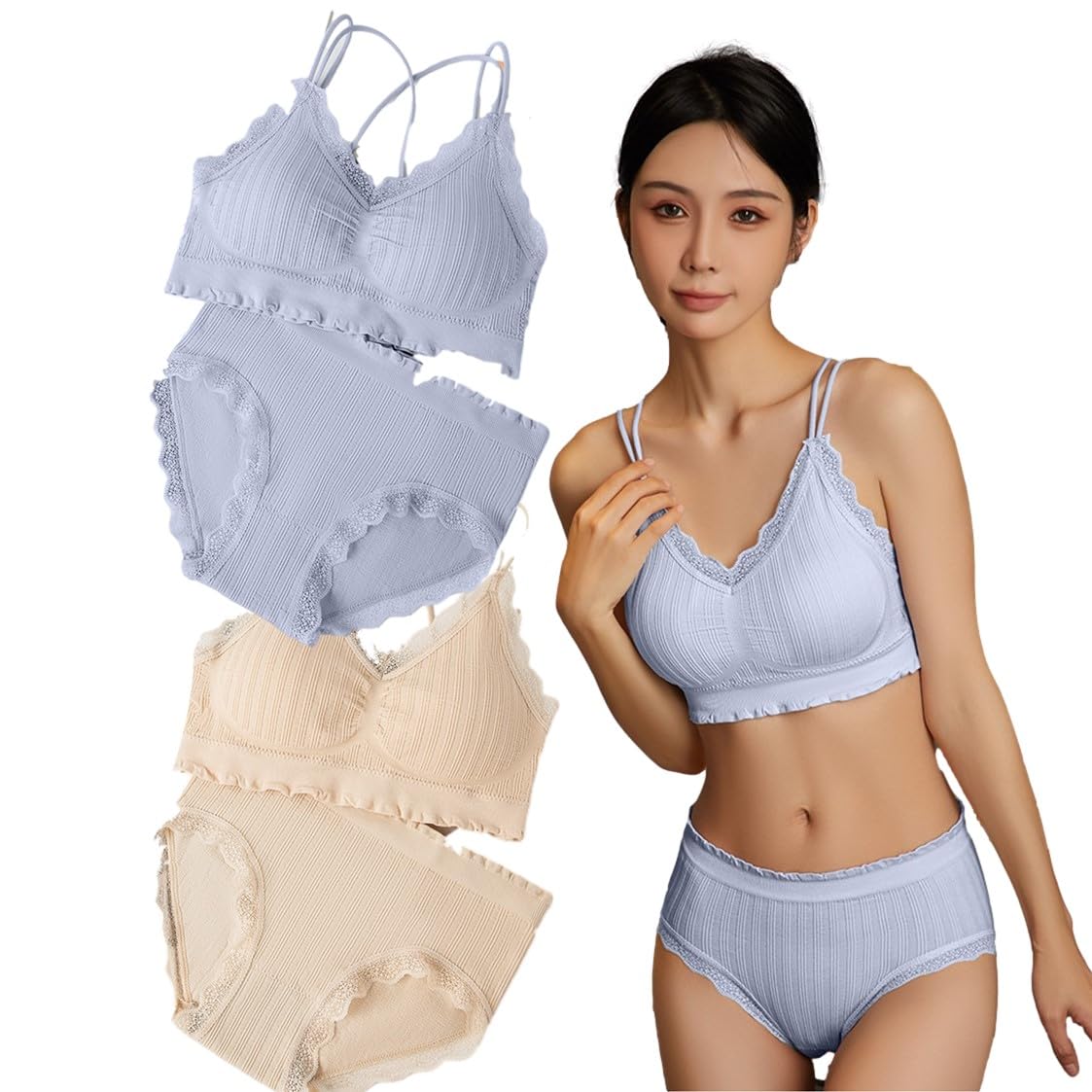 

Магазин верх и низ спина 2 бесплатных кружева [Выбрать завтра] Бесшовный бюстгальтер, комплект, крест, штуки, размер, женское нижнее белье, (лавандовый крем, F)