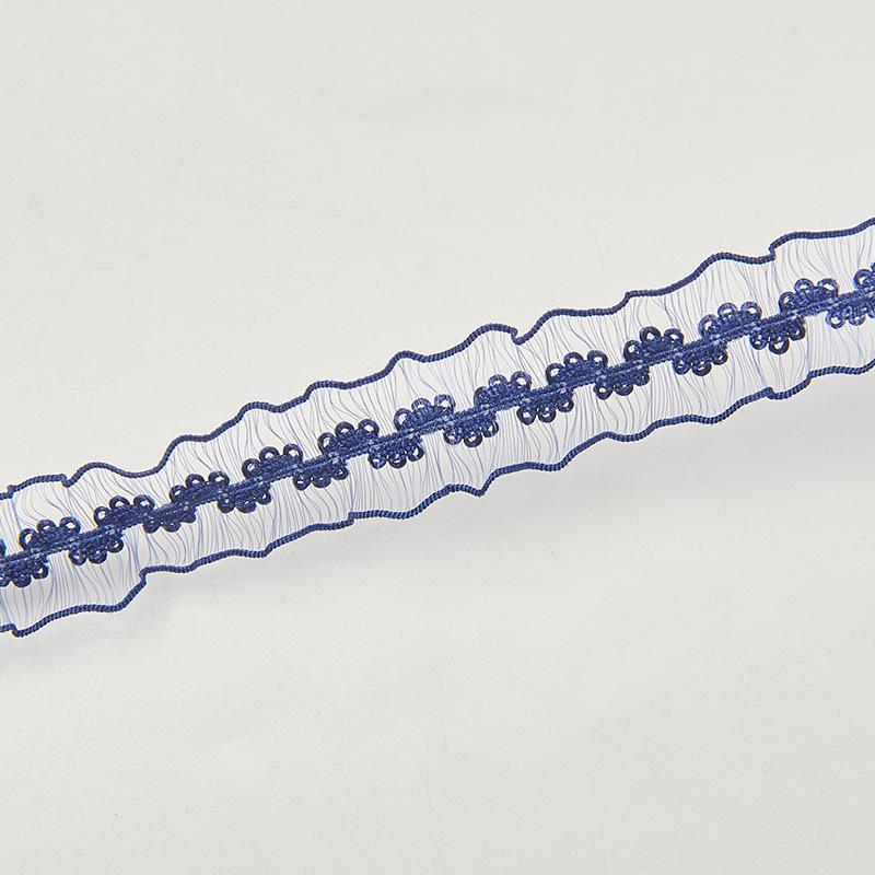 2cm Double-Sided Fish Silk Pleated Elastic Lace Trim for Neckline Decoration