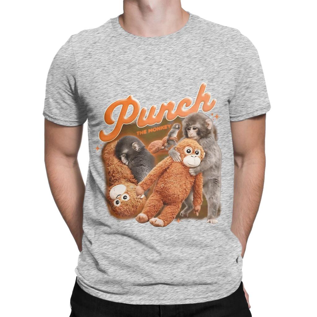 Punch Monkey Graphic Funny 100 Cotton TShirt Bib Punch The Monkey Tops Tees For Unisex