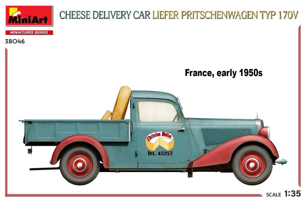 MiniArt Scale Cheese Delivery Car Reefer Preischenwagen Type 170V Plastic Model Kit MA38046 1/35