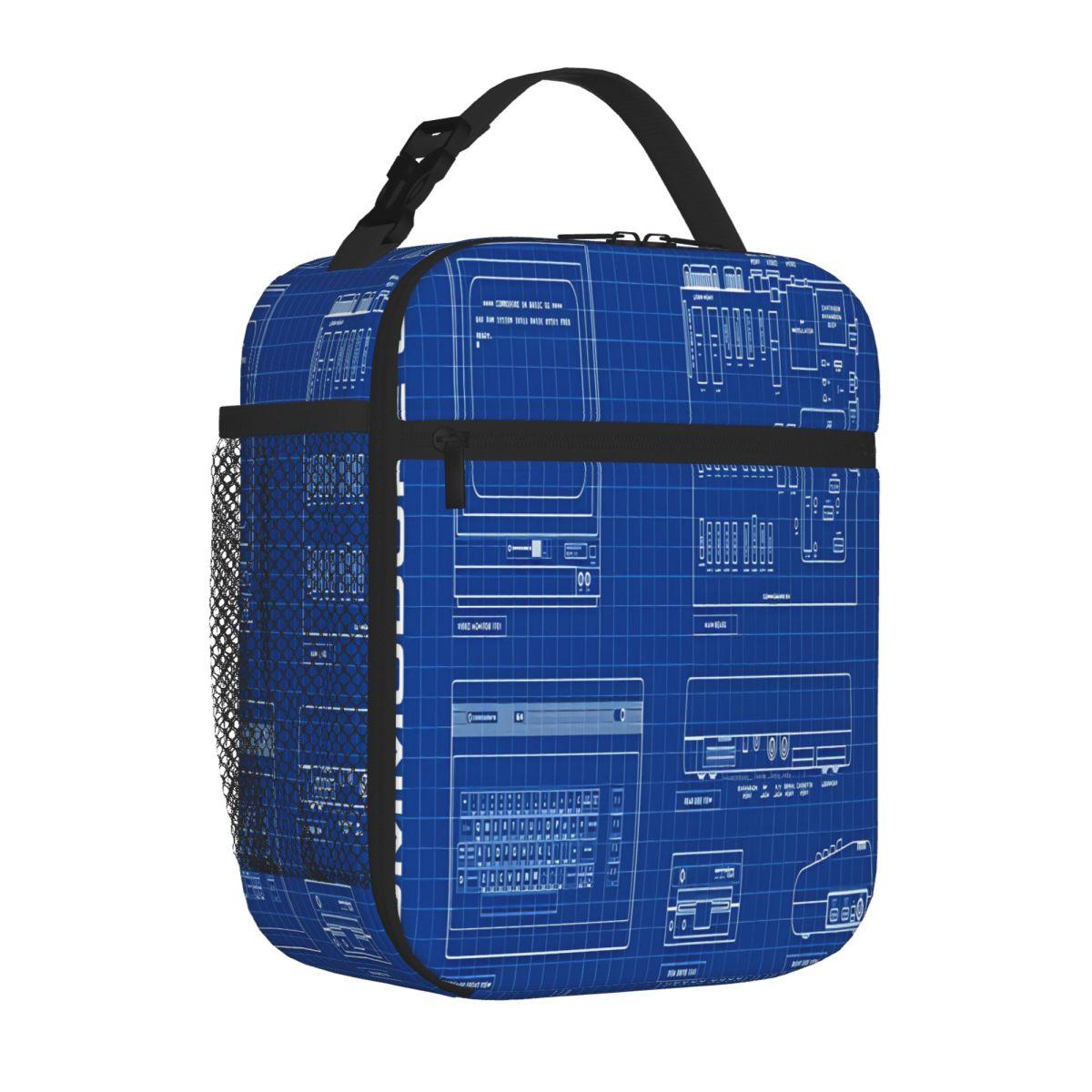 Bestselling Commodore 64 (Blueprint) Office Style Food Tote Bag Desk Dining Small Lunch Bag One Size