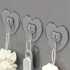 Large Heavy Duty Adhesive Hooks, No Drilling Required Transparent Plastic Suction Cups, Thickened Heart-Shaped Wall Mount, Suitable for Kitchen