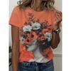 Sommer Mode T-Shirt Blume 3D Gedruckt Kurzärmeliges T-Shirt Modisch Bequem Weich Atmungsaktiv Groß Locker Damen T-Shirt