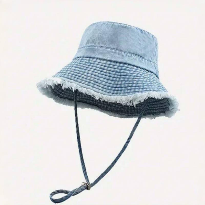 Women's Japanese Style Cotton Bucket Hat – Solid Color Sun Protection Panama Hat for Travel and Shopping