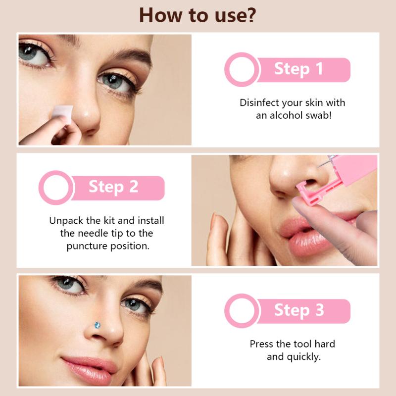 10 Pcs Ear Piercing Kit Disposable Ear Piercing Tool Set Crown Zircon Series Stud Earrings For Home