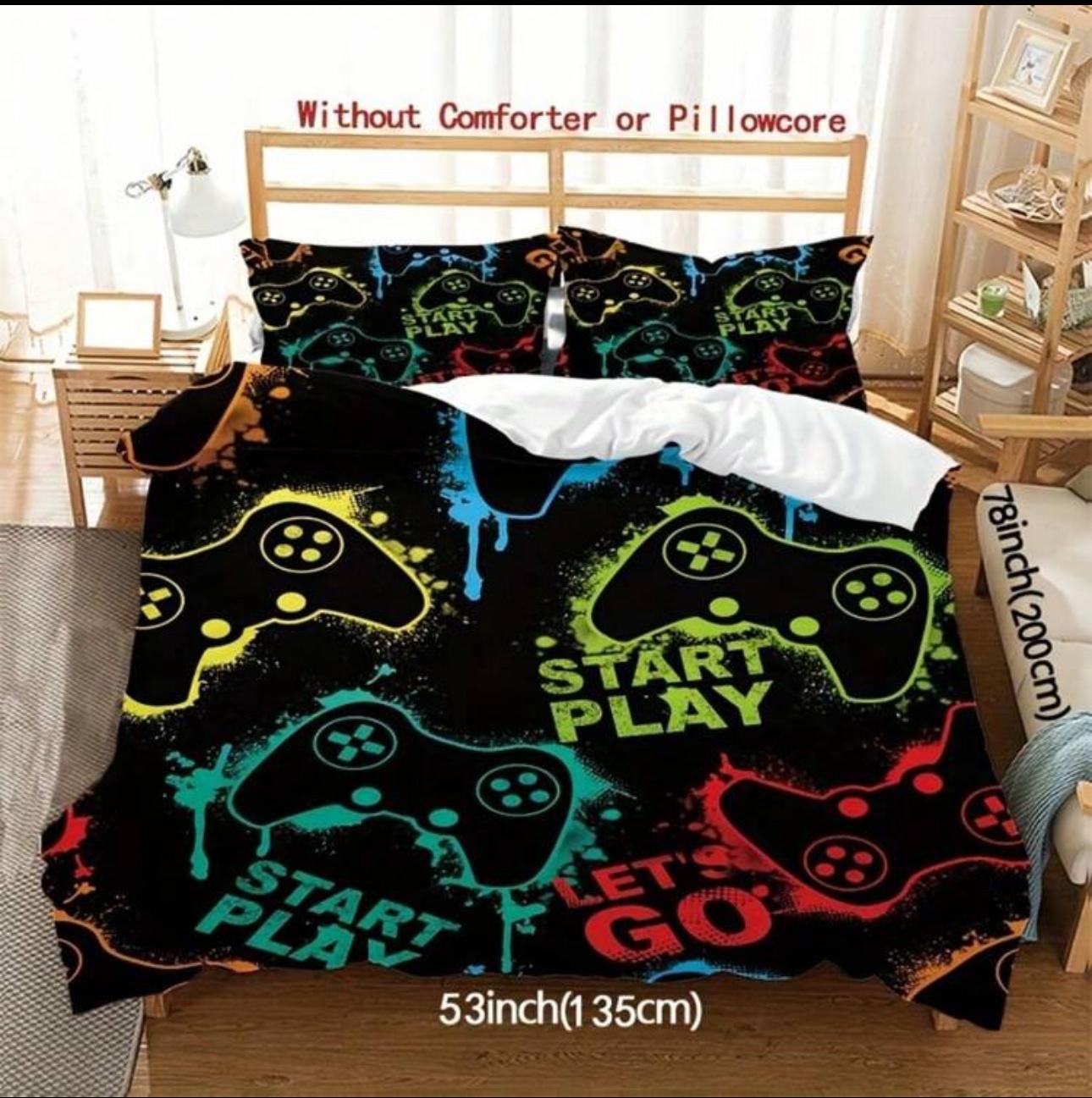

Game Console Digital Print Down Quilt Set - Polyester - Bedroom Decoration -1 Bedspread +2 Pillowcases (No Pillow Core) EU Single(135*200cm)3pcs