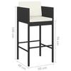 VidaXL 3-Piece Garden Bar Set with Cushions Outdoor Furniture Patio Table and Chairs Garden Lounge Terrace 3094772