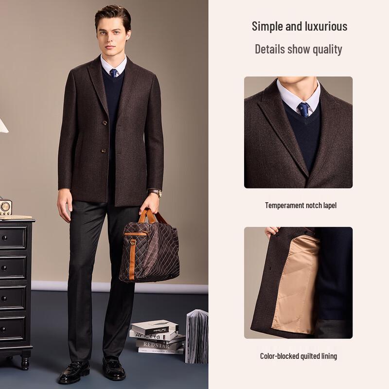 Antonio Men's Padded Fine Wool Blend Twill Overcoat