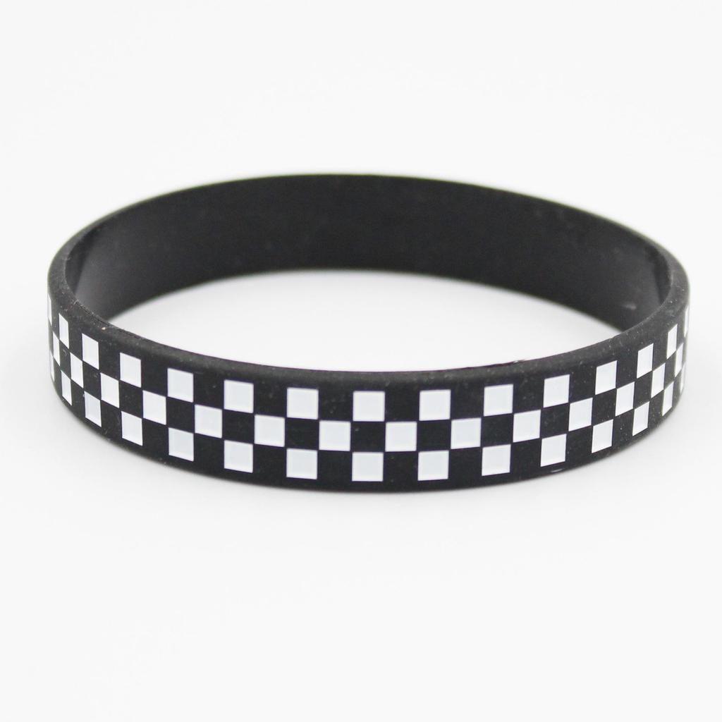 Schwarz-Weiß Kariertes Rennsport-Armband - Vans-Stil Knoten Fahnenhalter Design