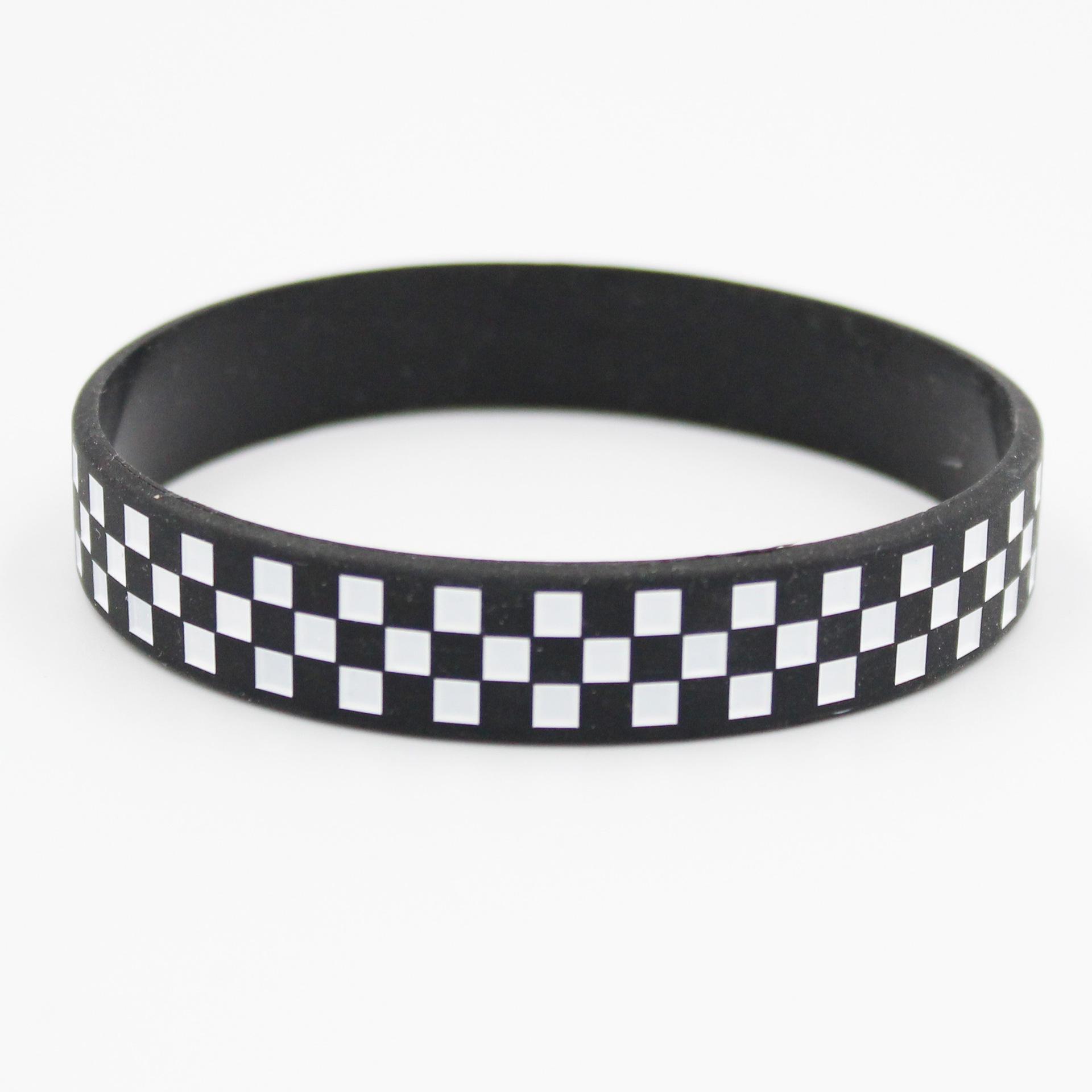 Black & White Checkered Racing Sports Wristband - Vans Style Knot Flag Bearer Design