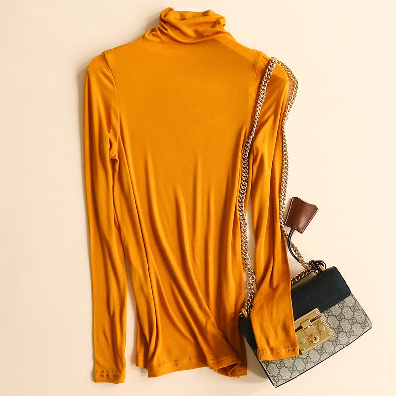 

Новый осенне-зимний облегающий шелковый трикотажный топ с высоким воротником и отличной эластичностью Extra Large жёлтый/имбирный