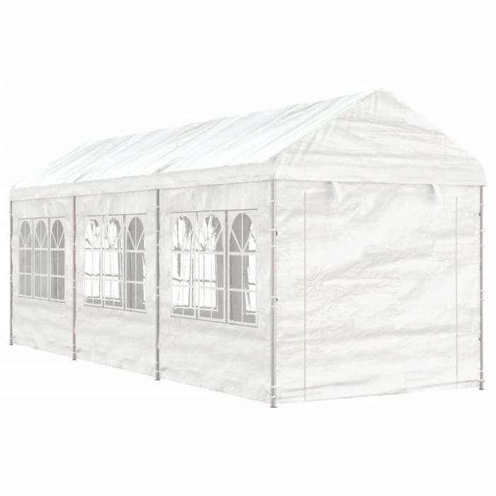 VidaXL Belvédère avec toit blanc 6,69x2,28x2,69 m polyéthylène, tente de fête, chapiteau, abri à auvent, pavillon, tente 3155479