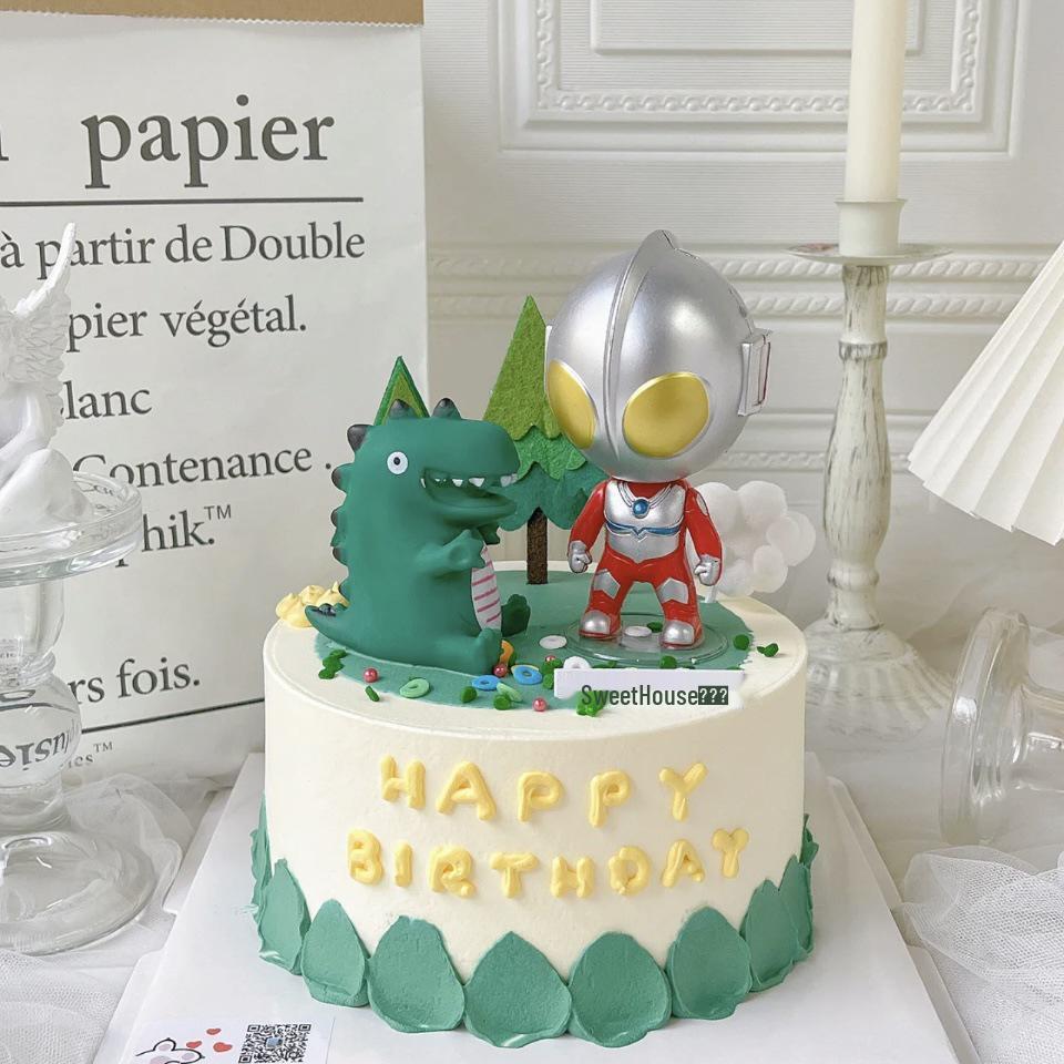 Dinosaur Superhero Cake Toppers for Boys' First Birthday Party Decorations