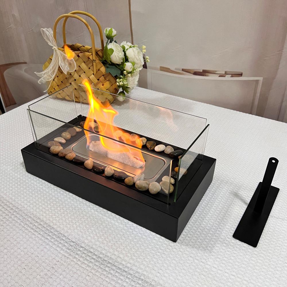 Rectangular Real Fire Tabletop Alcohol Fireplace for Indoor/Outdoor Use