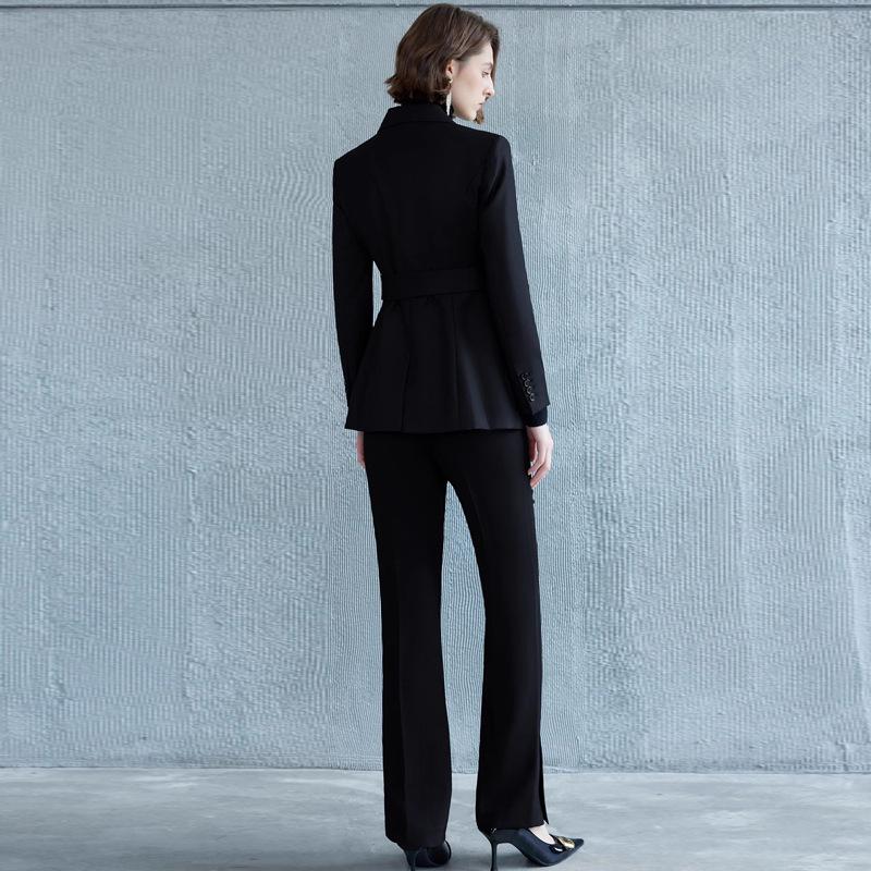 Black Fashion Women's Business Suit - Slimming Micro Flare Pants
