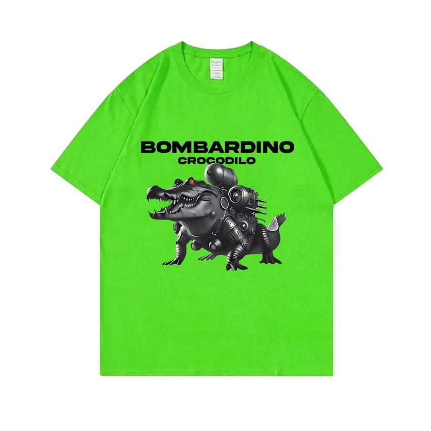 

Футболка Bombardiro Crocodilo Забавная футболка с крокодилом-бомбером Мем Футболки Мужские Женские Повседневные Веселые Юмористические Футболки Хлопок Короткий Рукав 4XL