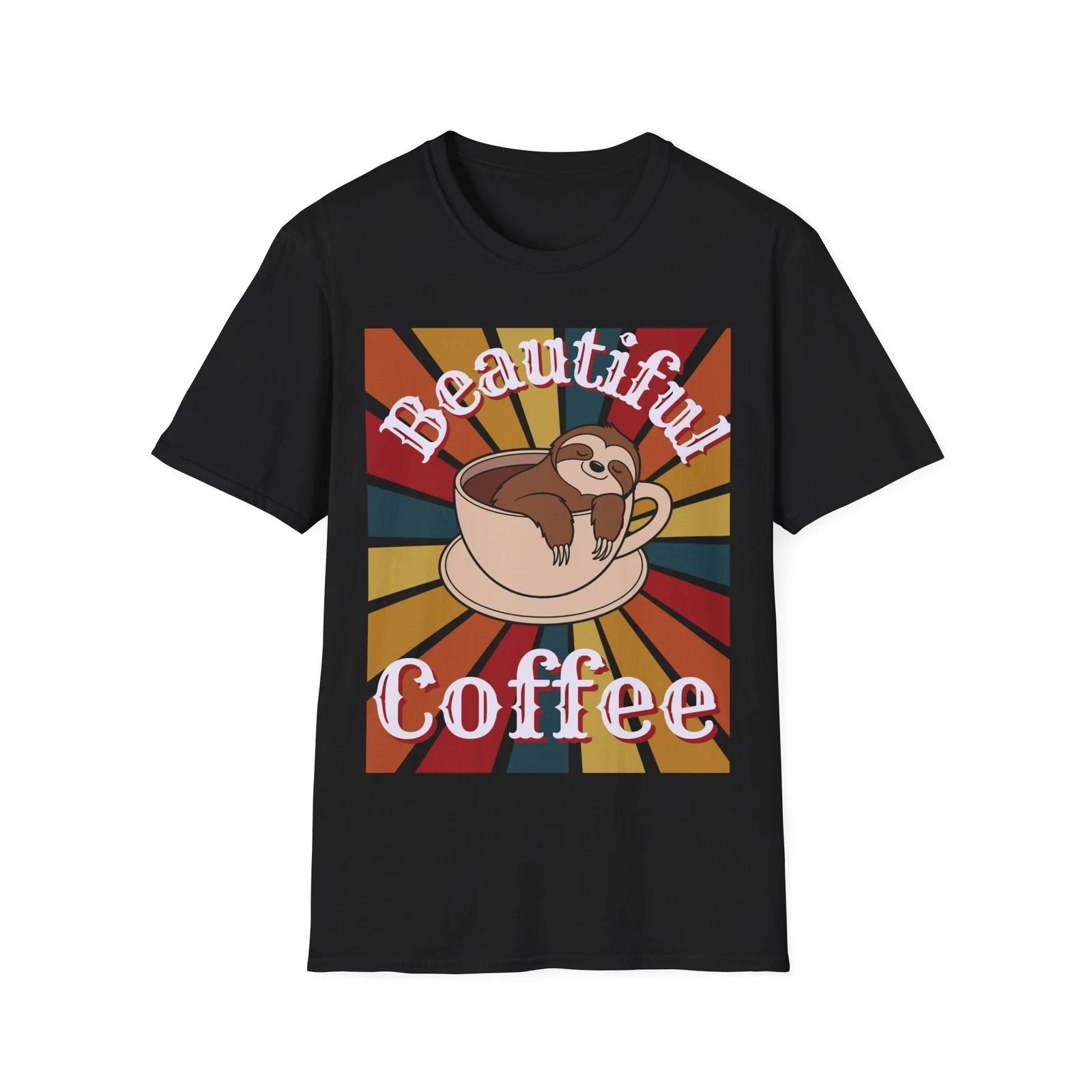 Cute Coffee Sloth T shirt, Funny Tee, Coffee Lovers gift, Birthday Gift S