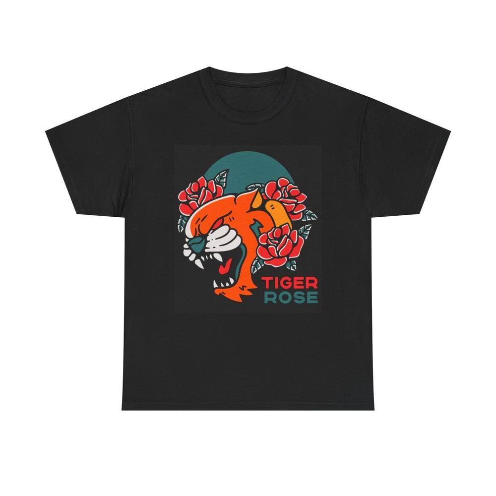 Tiger Rose Graphic T Shirt Retro Unisex Heavy Cotton Tee Unisex T-Shirt XXXL 1990₽