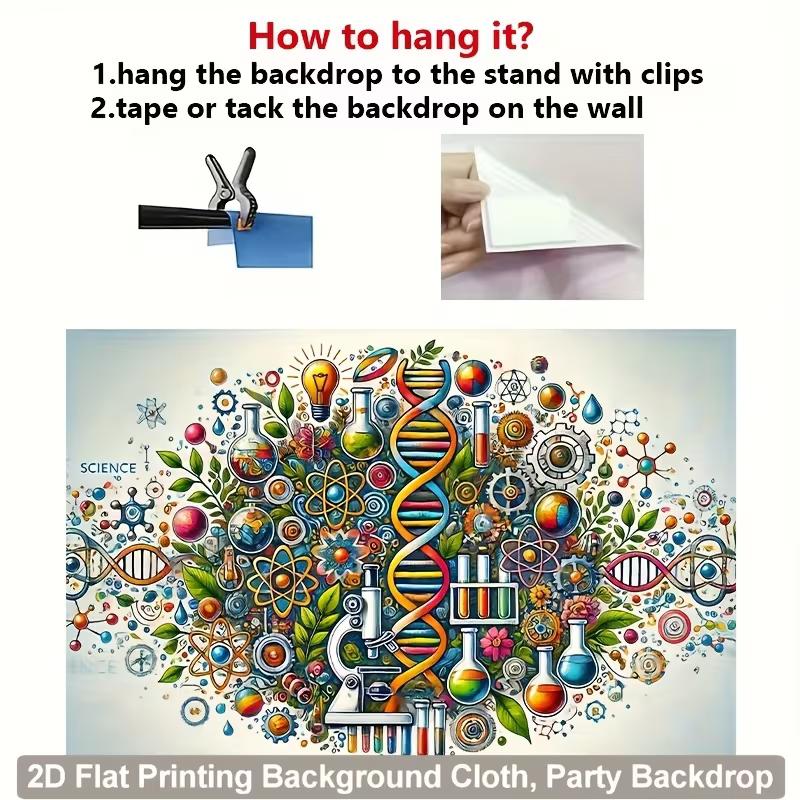 Colorful DNA Science Backdrop, STEM Education Classroom Photography Background