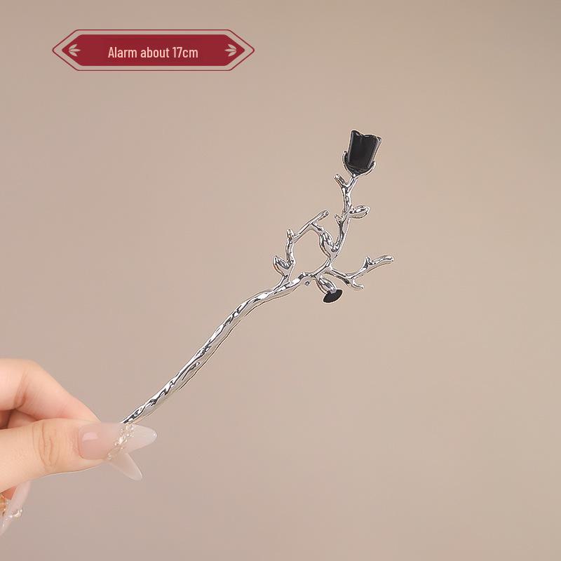 

Шпилька для волосся з червоною квіткою та китицею в китайському стилі для жінок