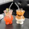 320ml Cute Glass Bear Cup with Straw Coffee Milk Cocktail Beverage Juice Cups Durable Drinks Glassware Christmas Birthday Gifts