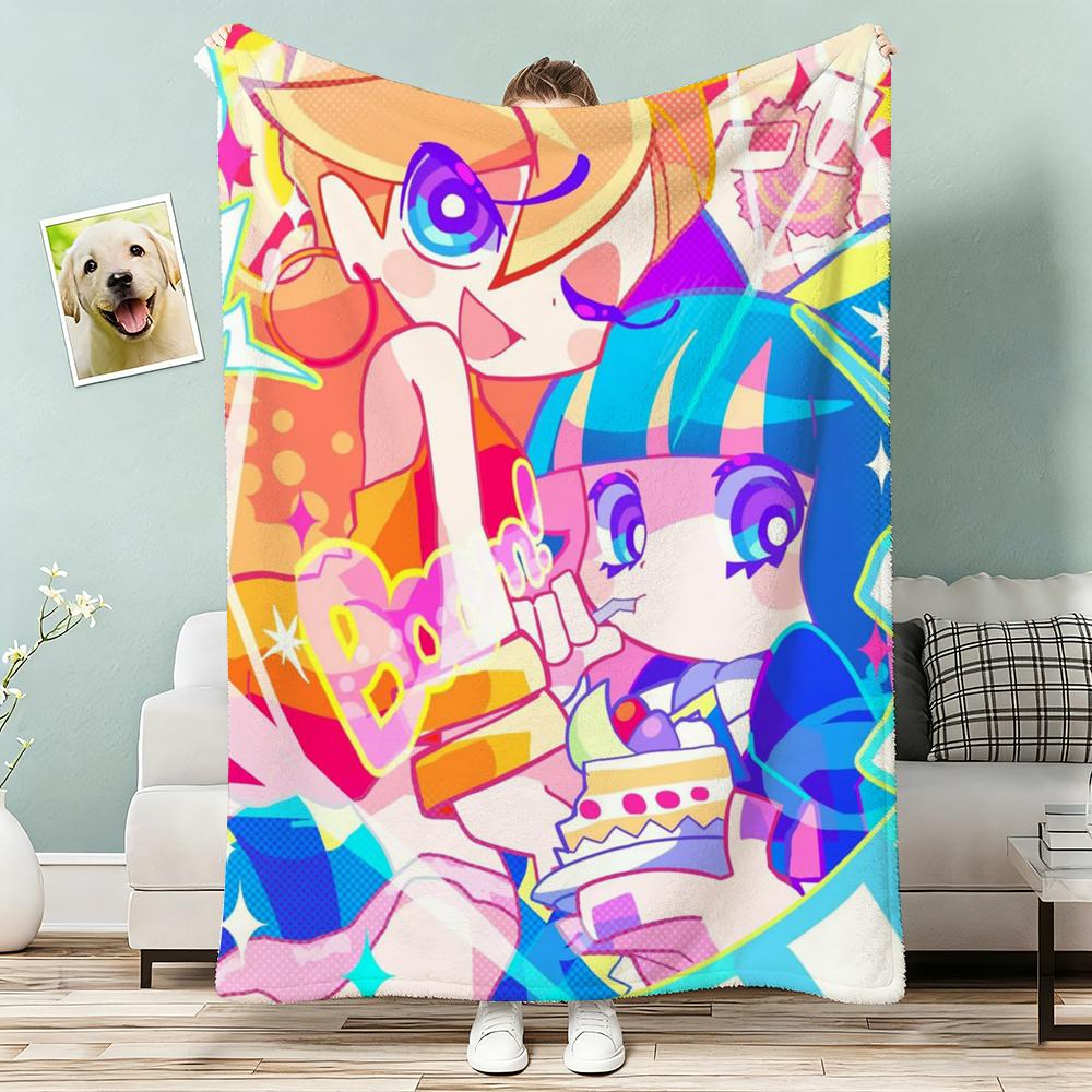 Panty And Stocking Throw Lightweight 240G Flannel Blanket Soft Skin-Friendly For Summer Cooling