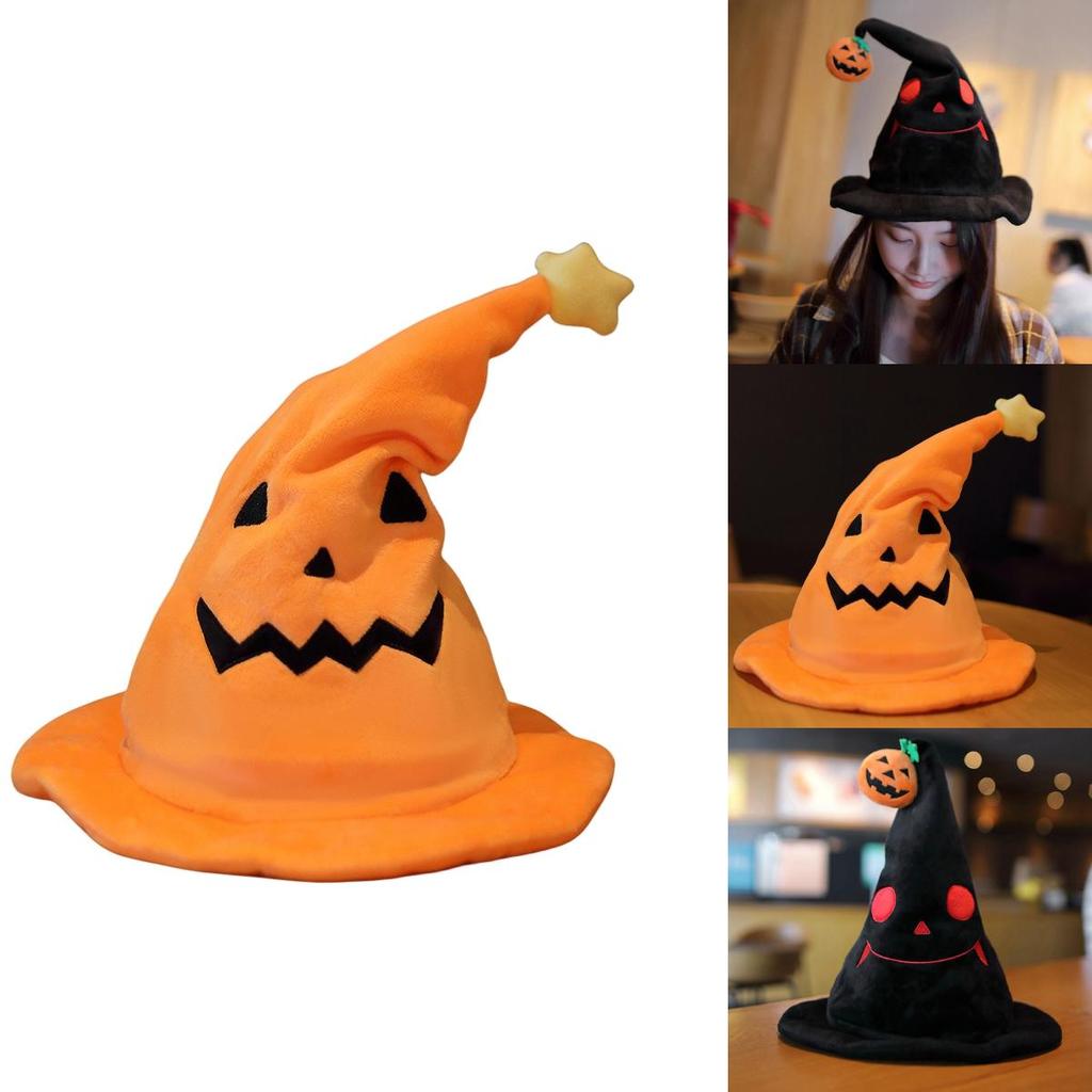 Halloween Electric Pumpkin Elf Hat Ghost Festival Party Costume Plush Toy Yellow 30*30*40cm Black 30*30*40cm