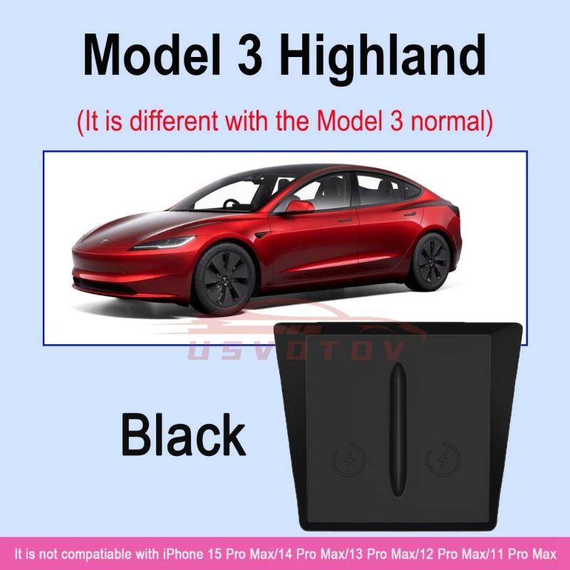 

Бездротовий зарядний пристрій для Tesla Model 3 Y і Highland 2024 2023 2022 Аксесуари Центральна консоль Органайзер Килимки для зарядної станції